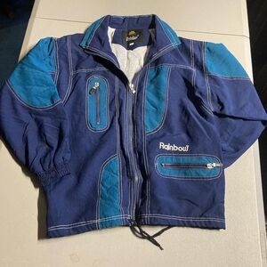 Vintage Rainbow Brand Blue Full Zip Jacket Women's Size US 6 Zipper Pockets EUC